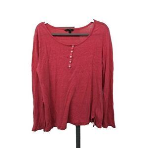 Banana Republic Linen Henley Shirt Womens Size XL Top Long Sleeve Coastal FLAW